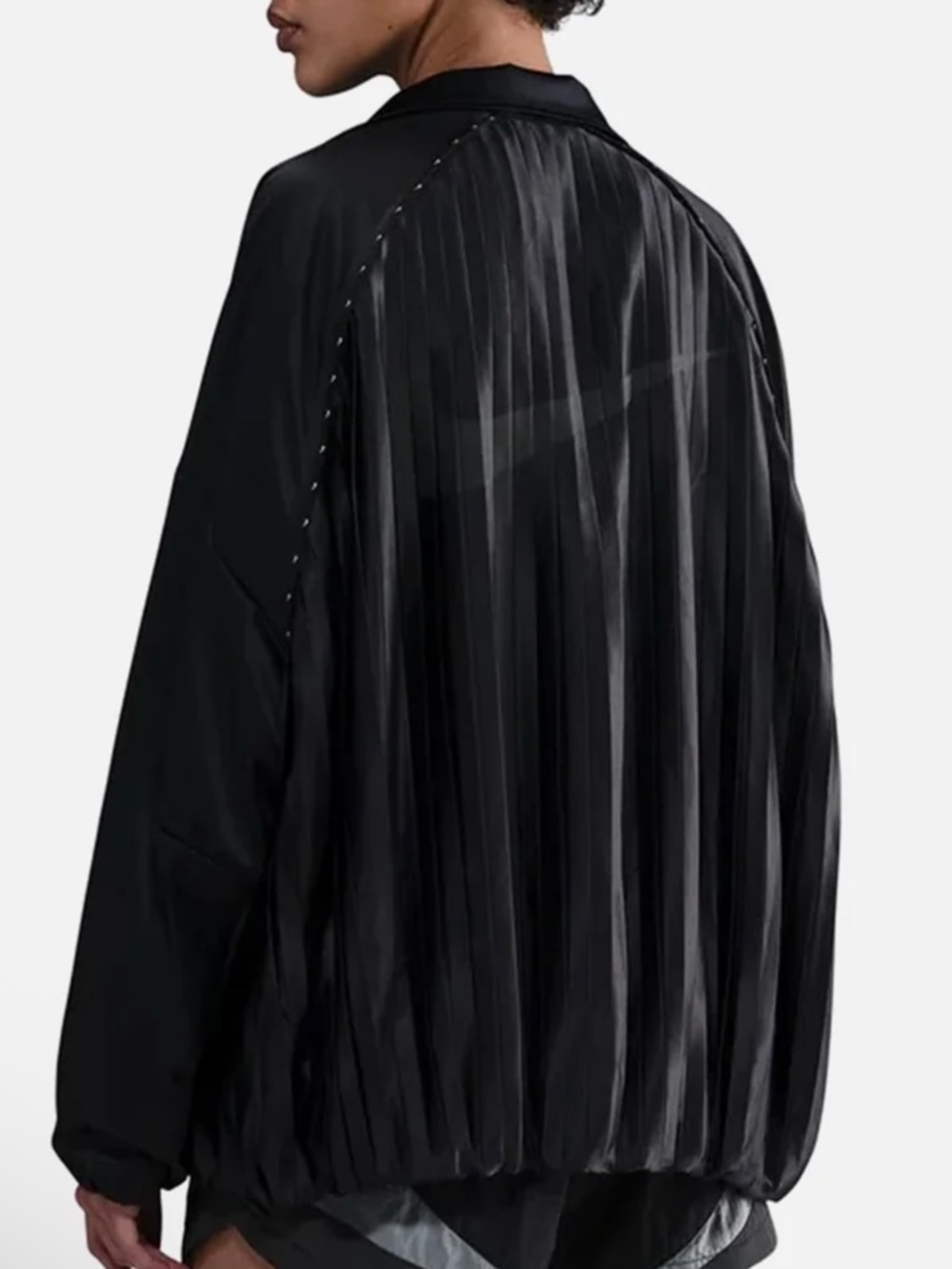 Nike Sportswear Collection Pleated Black Satun Track Jacket NWT Size Large